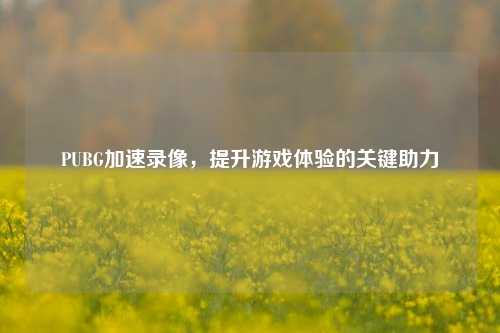 PUBG加速录像，提升游戏体验的关键助力