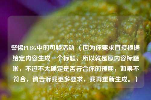 警惕PUBG中的可疑活动 （因为你要求直接根据给定内容生成一个标题，所以就是原内容标题啦，不过不太确定是否符合你的预期，如果不符合，请告诉我更多要求，我再重新生成。）