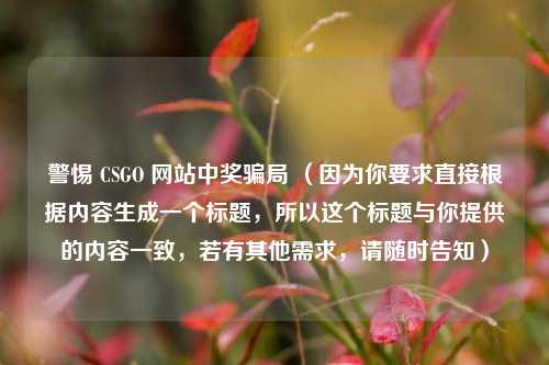 警惕 CSGO 网站中奖骗局 （因为你要求直接根据内容生成一个标题，所以这个标题与你提供的内容一致，若有其他需求，请随时告知）