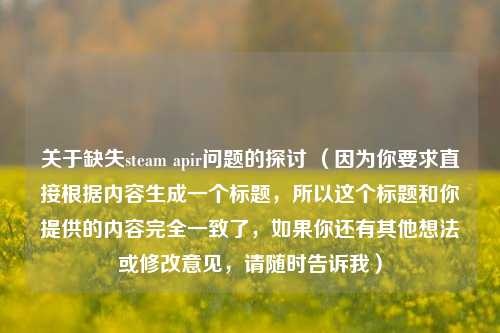 关于缺失steam apir问题的探讨 （因为你要求直接根据内容生成一个标题，所以这个标题和你提供的内容完全一致了，如果你还有其他想法或修改意见，请随时告诉我）