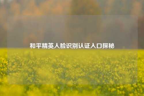和平精英人脸识别认证入口探秘